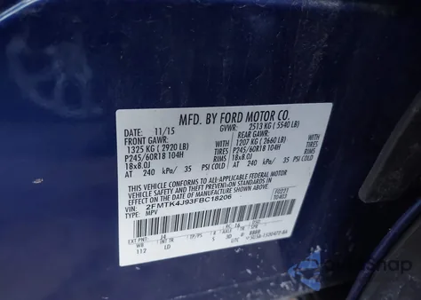 2015 Ford Edge Sel из США, поврежденный, VIN 2FMTK4J93FBC18206